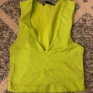 ZARA deep v neon crop top